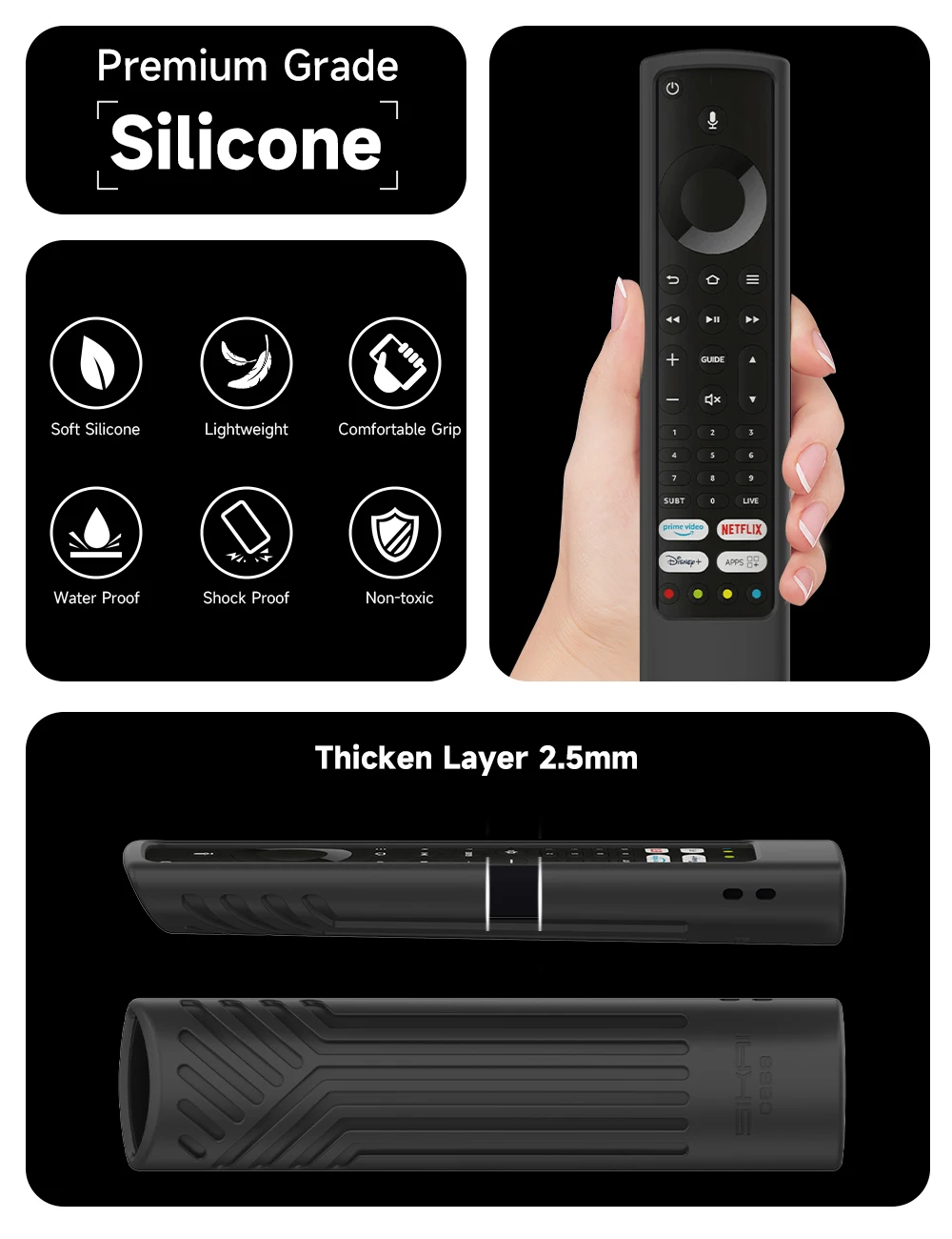 Silicone case for Xiaomi Fire Smart TV F2 Voice Remote Protective cover for TOSHIBA CT-8565/JVC RM-C3253/TCL YKF494-B204 Remote silicone remote case silicone remote cover silicone remote sleeve remote controller cover silicone case protector