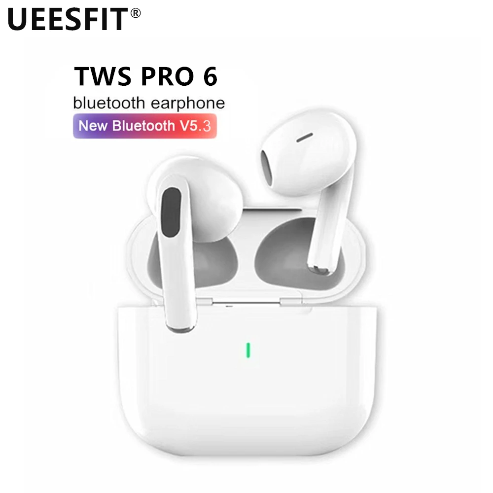 UEESFIT TWS Pro 6 Wireless Bluetooth Earphones Headphones Noise Reduction Air Earbud Low Latency HiFi Sound for IPhone Android 1