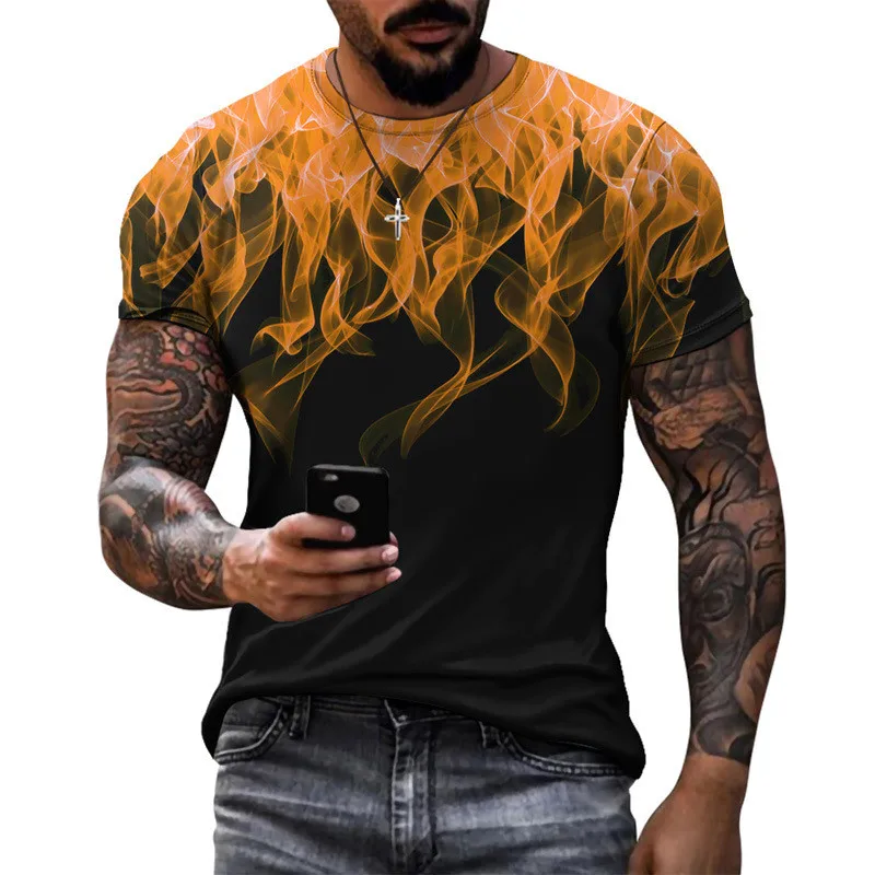 

2022 Summer Colorful Flame Graphic t-shirts 3D All Over Printed T Shirts Tee Tops shirts Unisex Tshirt