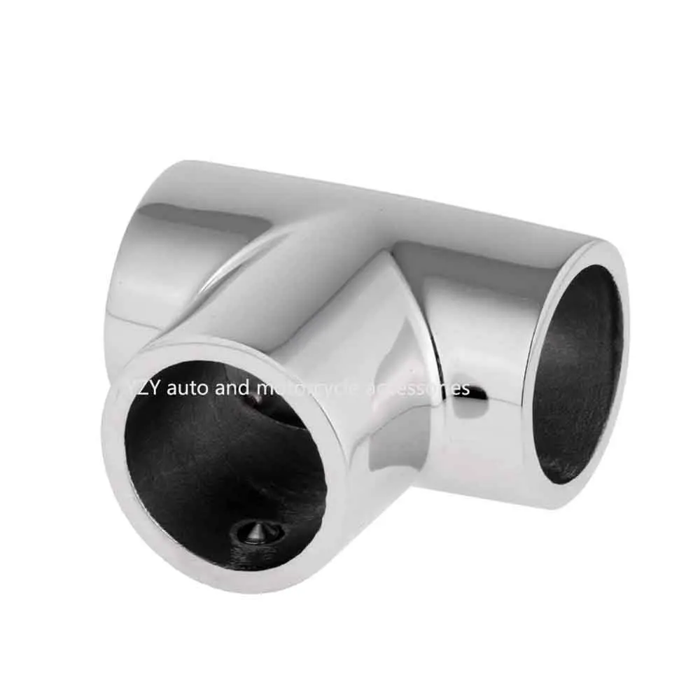Boat Handrail Rail Tee Fitting 1 inch 90 Degree 3 Way Corner Elbow -Marine 316 Stainless Steel - Silver