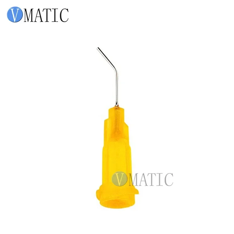 100Pcs 23G Orange 0.5" 45 Degree Bent Automatic Dispenser Needle Glue Tip 1/2 Inch