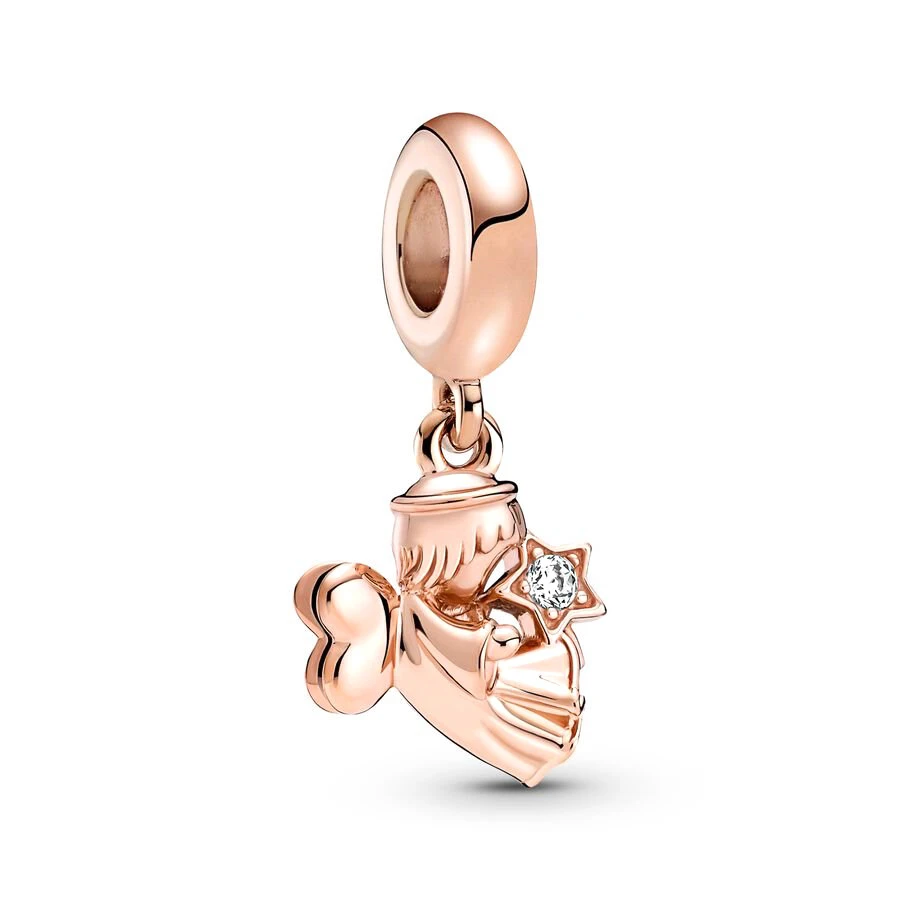 Hot Sale Cute Little Angel Embraces Heart Gemstone Charm Beads Fit Original European 925 Silver Bracelet DIY Women Jewelry Gifts 3