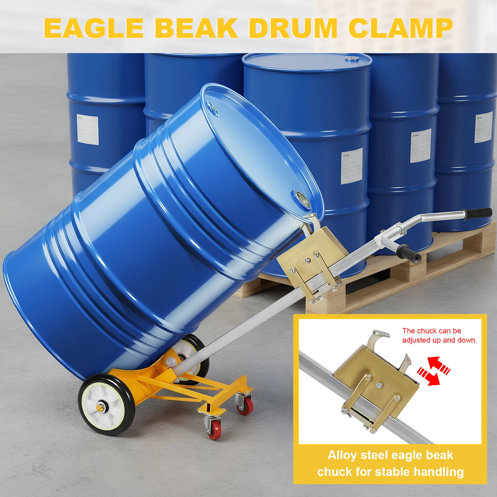 55Gallon Drum Truck Folding Hand Dolly 1000 Lbs Load Capacity Tipping Hand Truck Capacity Dollies for Garages Warehouse Workshop