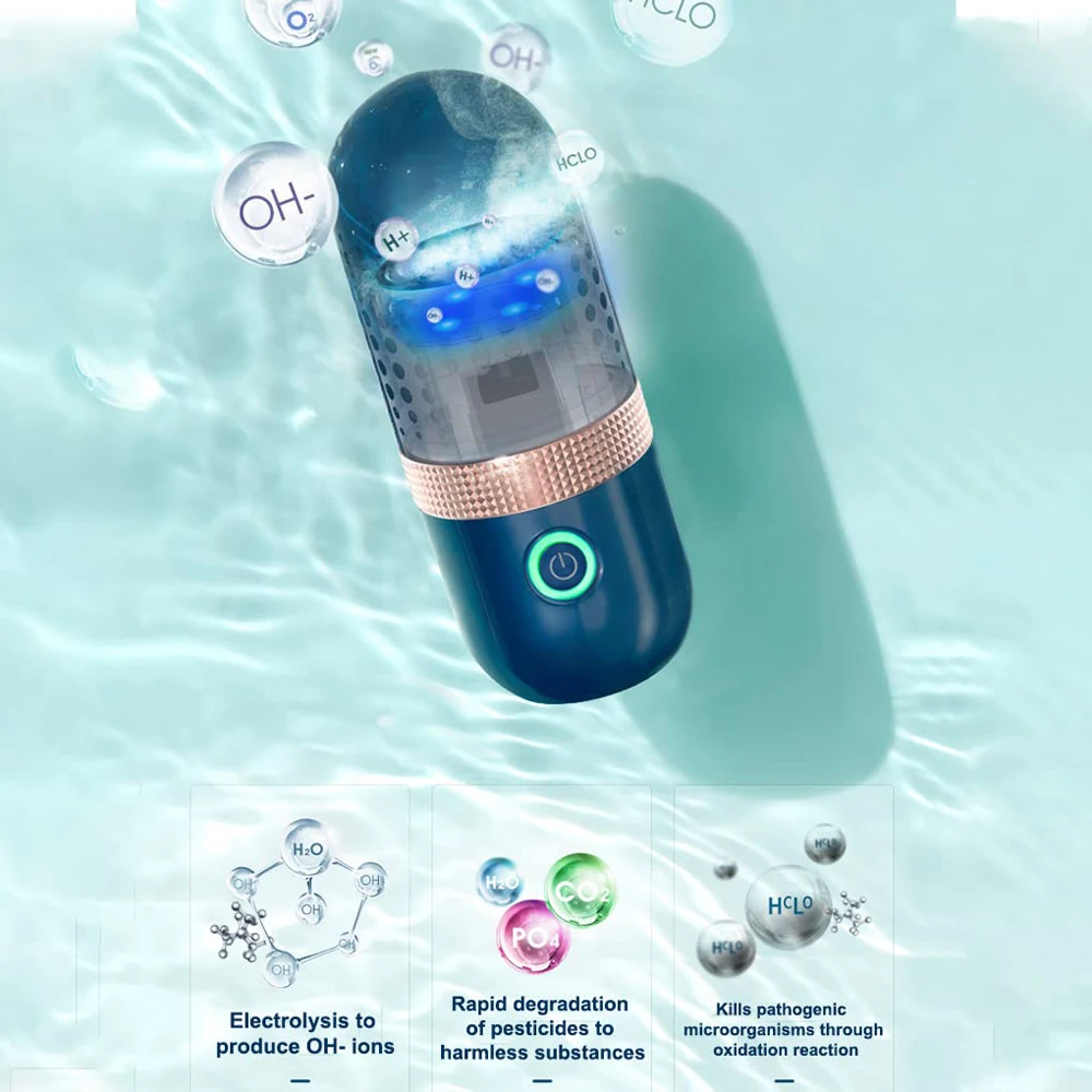 Cordless Fruit Vegetable Washing Machine Capsule Shape Portable Wireless Fruit Food Purifier Household Food Cleaner Machine