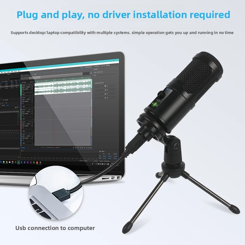 USB 마이크 콘덴서 와이어 게이밍 마이크, 팟캐스트 녹음 스튜디오 스트리밍 노트북 데스크탑 PC용
