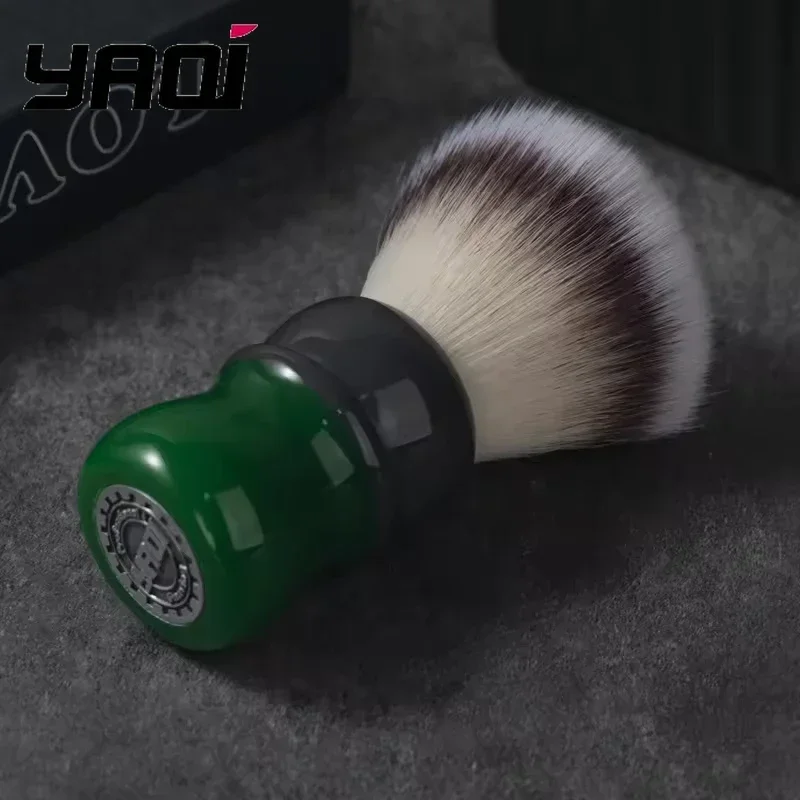 2026년 신제품 YAQI 모카-말차 면도 브러쉬 26mm 합성모 레진 핸들 | 남성용 여행용 수염 관리 선물 세트