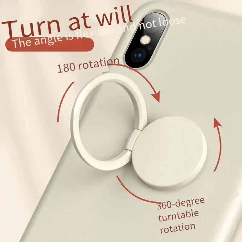 Silicone Phone Case with 360-Degree Finger Ring Holder and Stand - Square Design