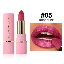 Glitter Diamond Long - Lasting Waterproof Lipstick - 8 Vibrant Metallic Shades - Full Size (05 ROSE NUDE)