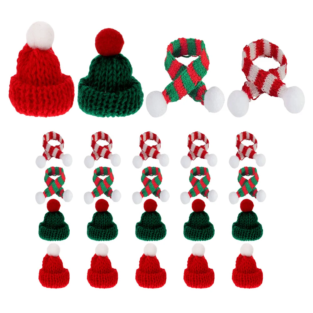 

Mini Christmas Knit Hat Scarf DIY Wine Bottle Cover Decor Mini Woolen Hat Wine Bottle Decorative Hat DIY Handmade