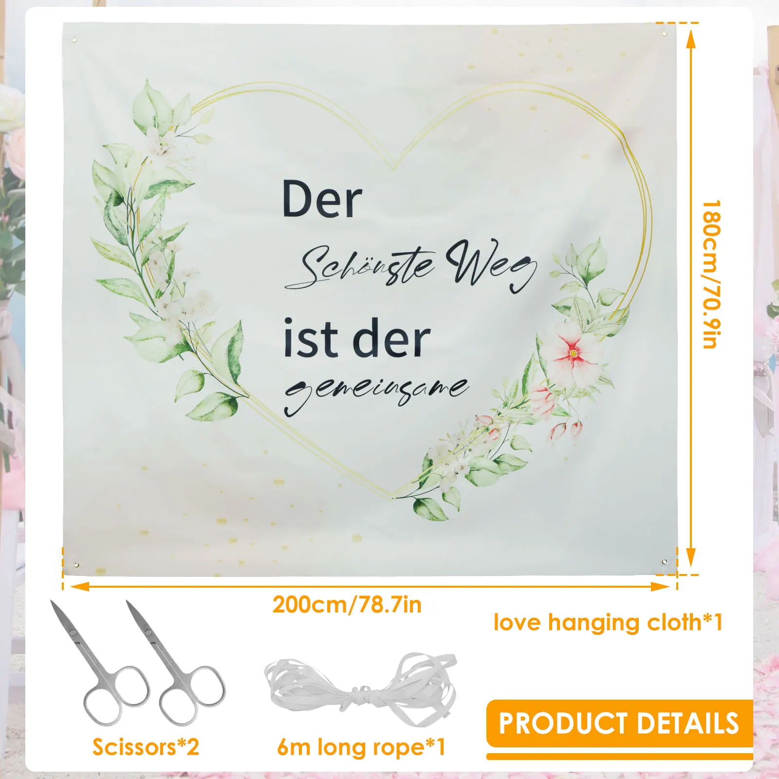 Cutting Out Heart Shaped Bed Sheets Wedding Decor Background Cloth Polyester Wedding Game Sheets with 2 Scissors and 6M Ropes