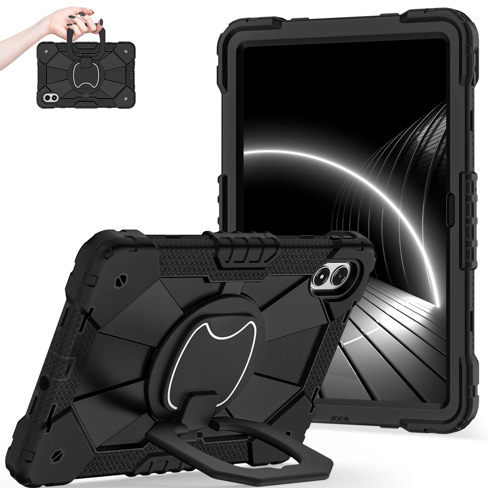 Enhanced Shockproof Tablet Case with Handle Rotation Stand and Hard Cover