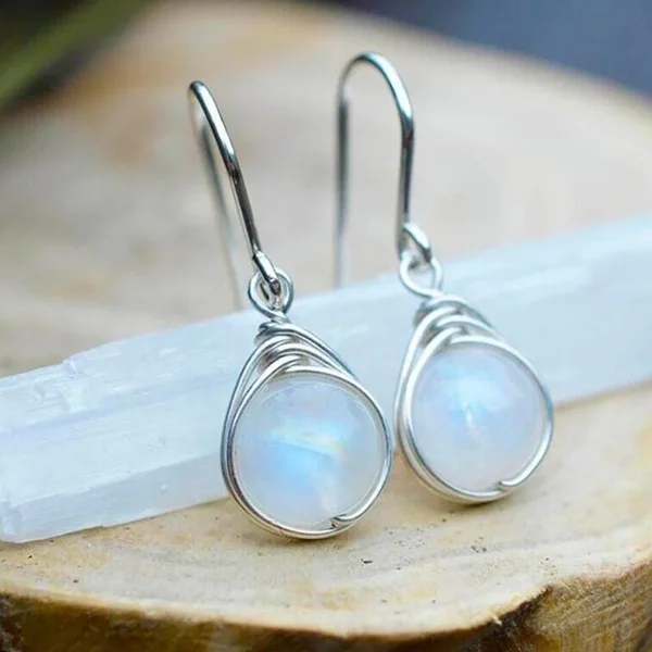 Trendy Women Earrings 4 Colors Delicate Gold Color Inlay Natural Stone Hook Dangle Earrings for Women Wedding Engagement Jewelry m972