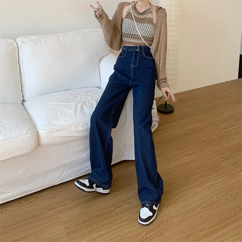 Woman Jeans High Waist Clothes Wide Leg Denim Korean version Korean version high waist slim pants 2022 Fashion  Straight Pants women's clothing stores