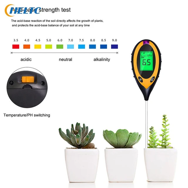 Testeur de PH de sol multifonctionnel, PH-mètre numérique, température,  humidité, lumière du soleil, mesure intelligente pour les plantes de  jardin, 3 en 1, 4/5 en 1