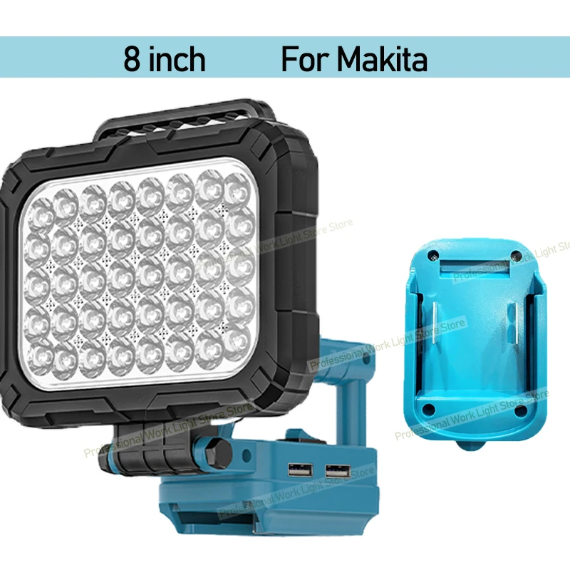 For Makita LED Working Light Lantern 18V Li-ion Battery Emergency Lamp Flashlight Torch Spotlight With Dual USB Camping Lighting