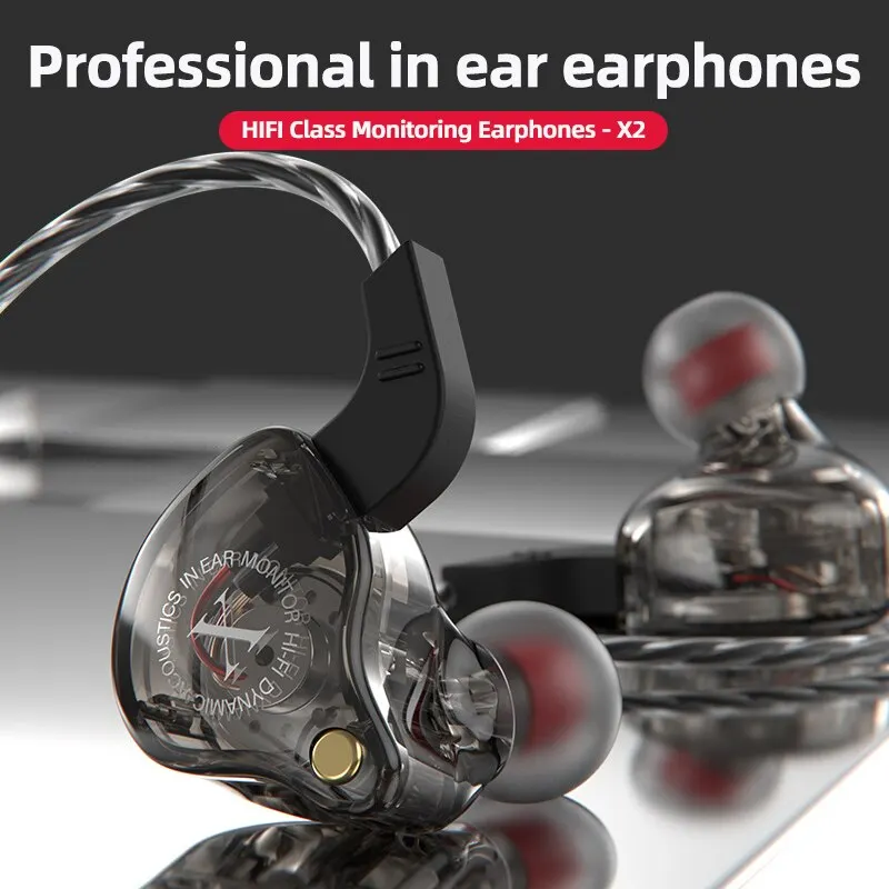  X2 In-ear Sports Ear Wrap HIFI Heavy Bass Wired Mobile Phone Music Headphones Super Clear Sound Quality Gaming Headphones 