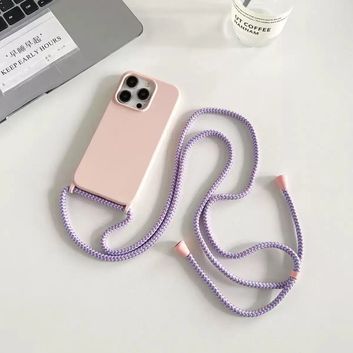 Universal Liquid Silicone Waterproof Crossbody Lanyard Case with Necklace Strap