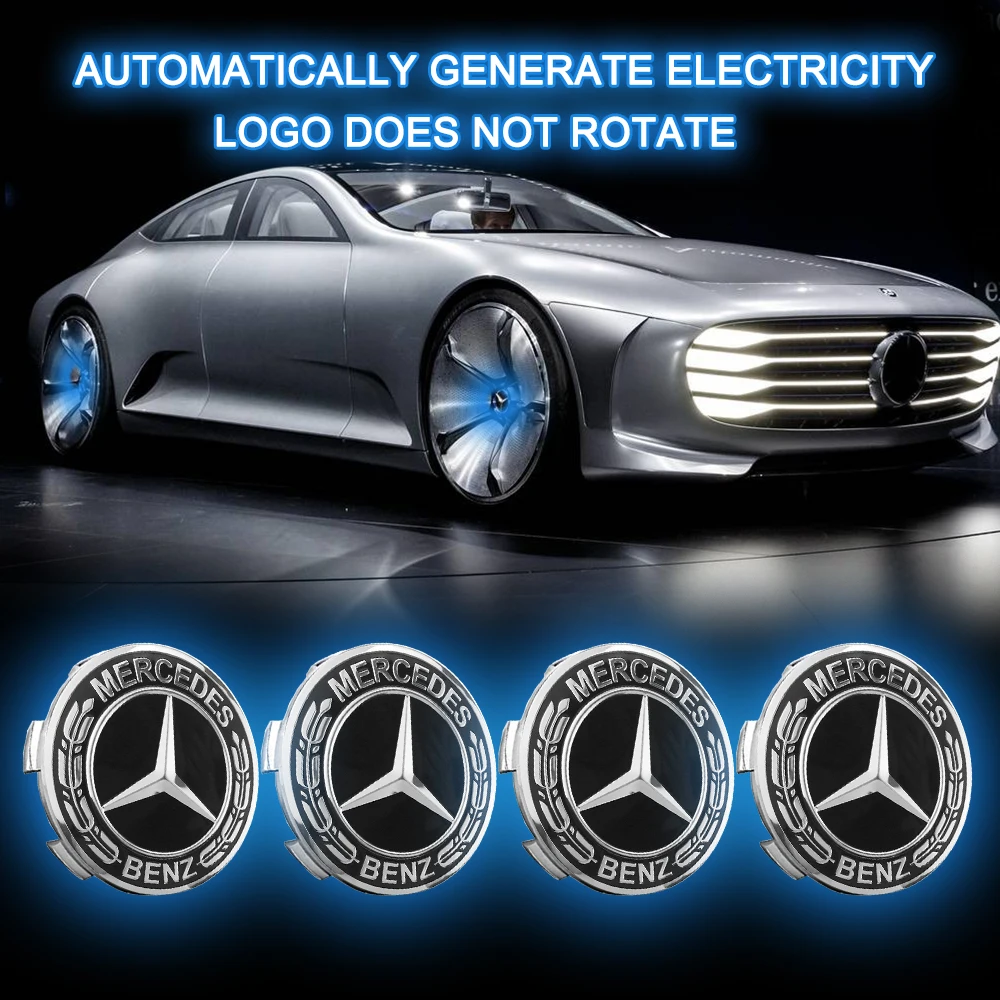 4x 75mm Floating Led Wheel Center Hub Caps For Mercedes Benz W205 W204
