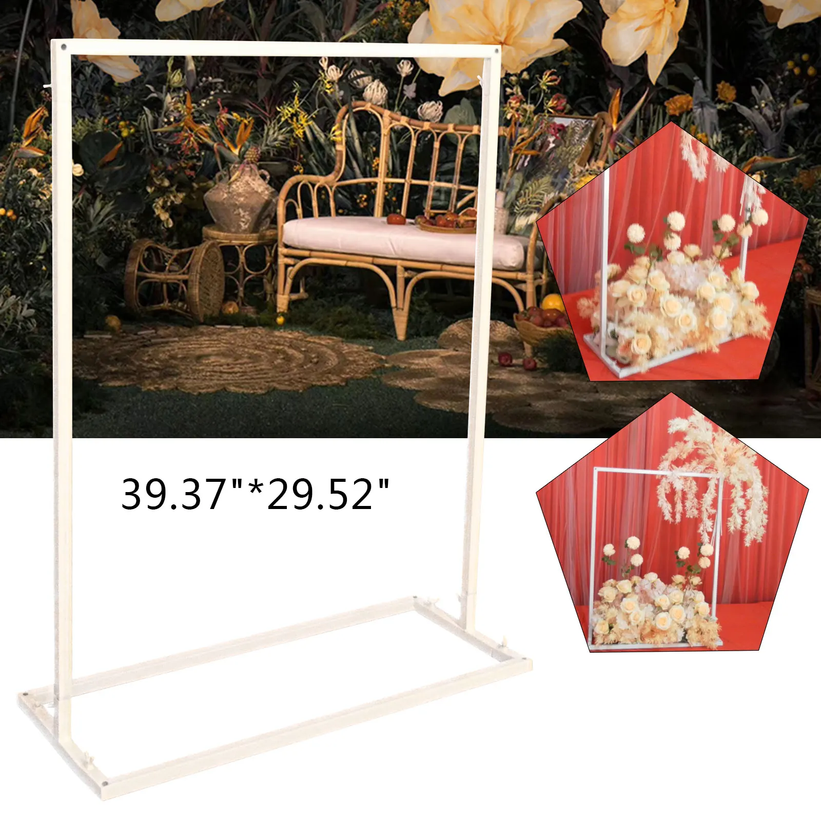 1m*0.75m Metal Wedding Sign Arch Stand Billboard White Advertising Rack