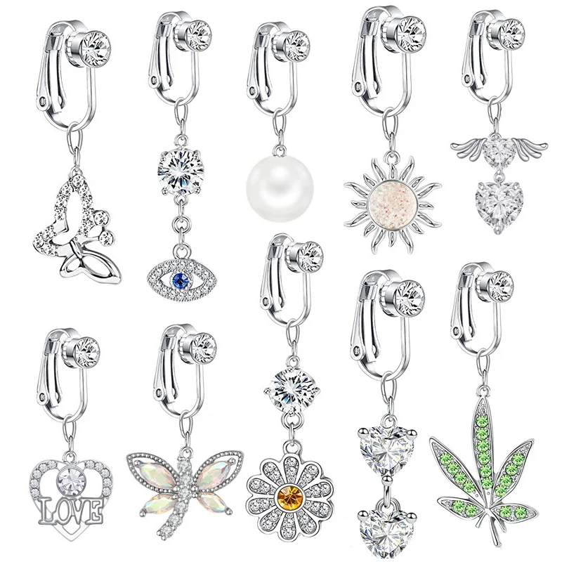 30 Styles Faux Fake Belly Button Rings Belly Piercing Clip On Umbilical