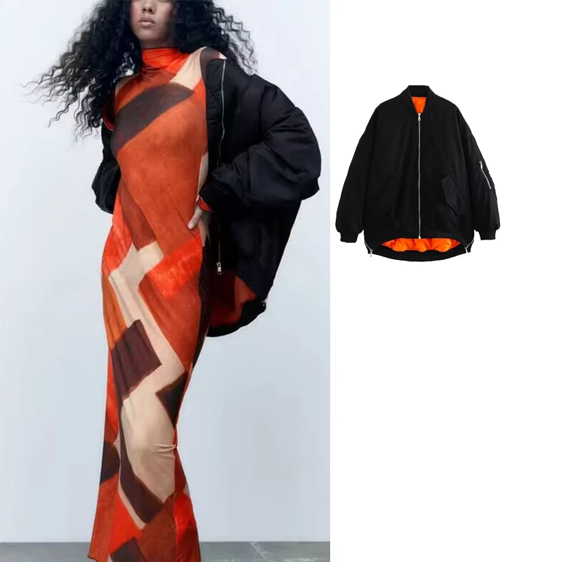 

TRAF Women's Jacket 2023 New Fashion Oversize Parkas Coat Winter Jackets for Women Casual Long Sleeve Loose Autumn Coats