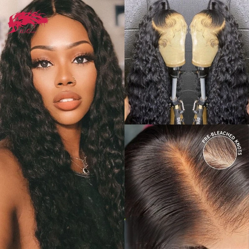 Ali Queen Water Wave Lace Frontal Wig 13x4 13x6 Indina hair Virgin Human Hair Lace Closure Glueless Wig 180% Density