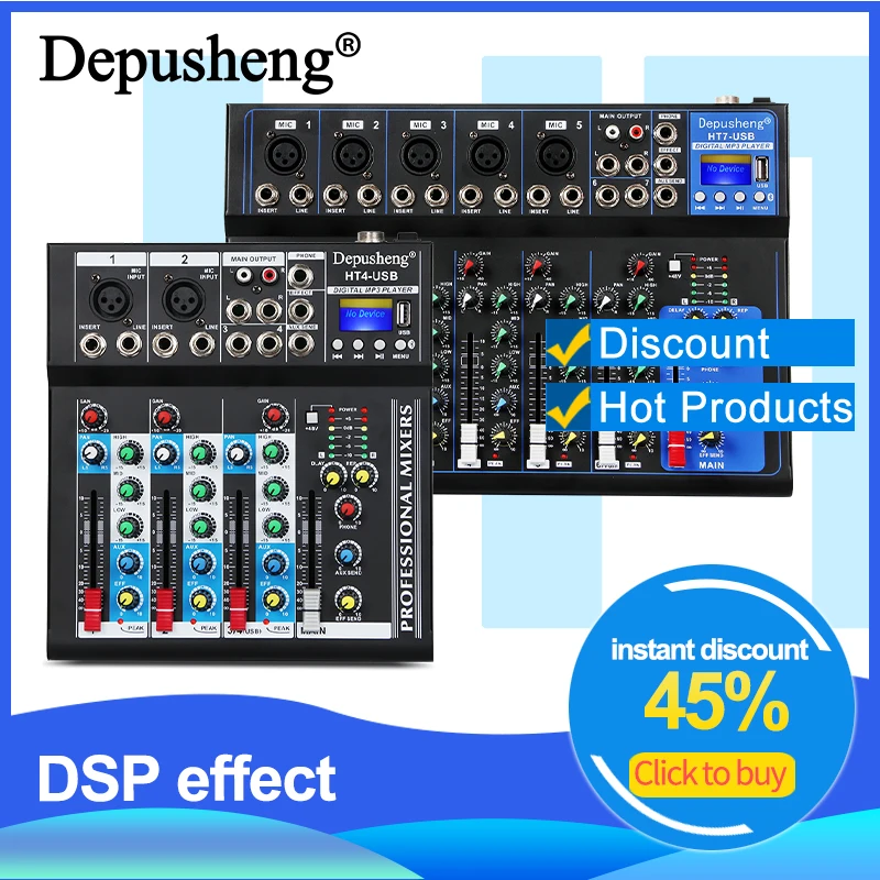 Mixer Audio Interface Mixing Boards Depusheng Ht4 Professional Portable