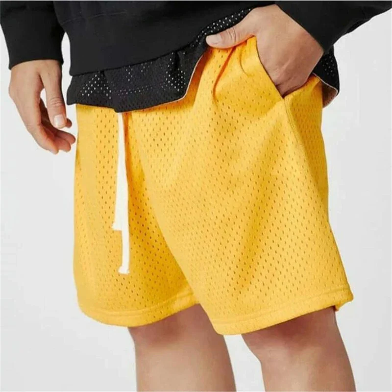 Men's Running Sport Casual Beach Shorts Gym Fitness Bodybuilding Training Shorts Loose Mesh Breathable Quick Dry Short Pants
