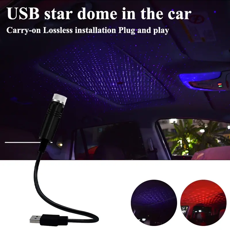 Auto Rotation Car Ceiling Star Decoration Light Laser Mini USB LED Car  Atmosphere RGB Light for Car Roof - China Laser Light and Roof Star Light  price