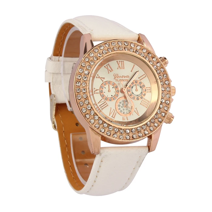 Women Ladies Crystal Dial Quartz Analog Leather Bracelet Wrist Watch Pink часы женские relogio feminino montre femme женские 20