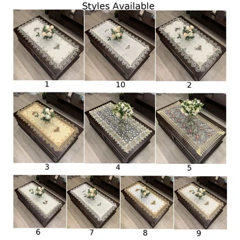 Rectangle Tablecloth European Embroidered Coffee Tea Table Cloth Hollow Carved Home Textile Decoration Accessories 50*100cm 1
