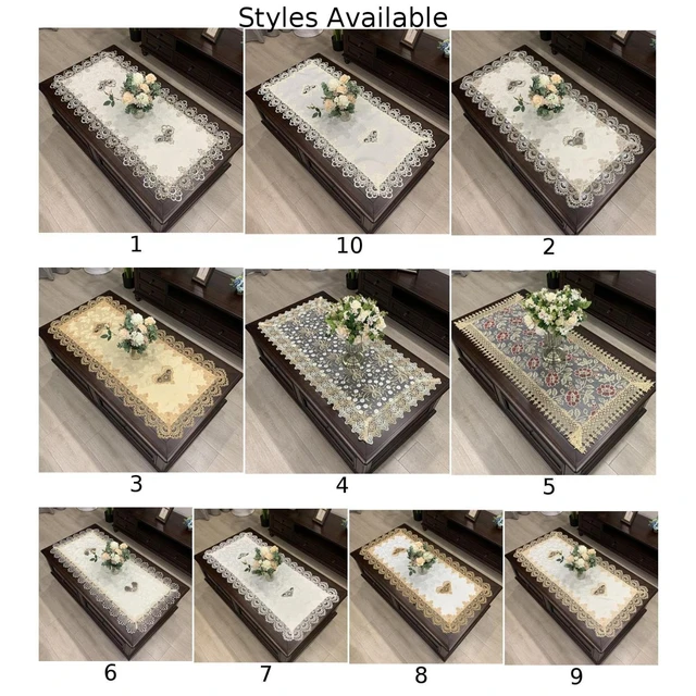 Rectangle Tablecloth European Embroidered Coffee Tea Table Cloth Hollow Carved Home Textile Decoration Accessories 50*100cm 1
