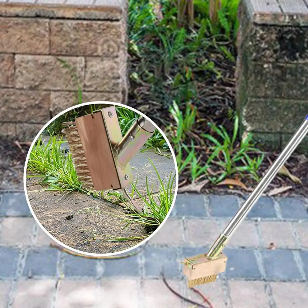 Moss Removal Tool Brass Wire Bristle Crevice Weeding Brush Head for Block Paving Patio Stone Edging 2-in-1 Weed Moss for Grout