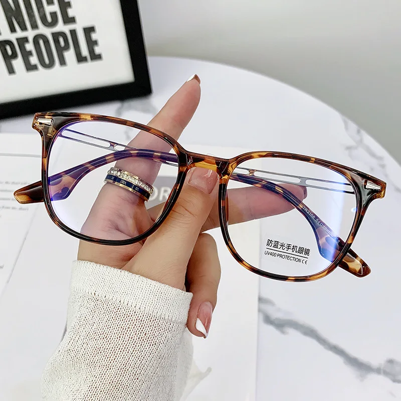 

New TR90 Anti-Blue Light Glasses Men's Fashion Internet Celebrity Same Type Cold Brown Myopia Glasses Rim Glasses Frame Plain Al