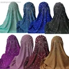 Luxury Hot Drill Long Hijab Head Scarf Muslim Headweear Islamic Arab Plain Turban Shawls Shayla Party Headband Women Accessories