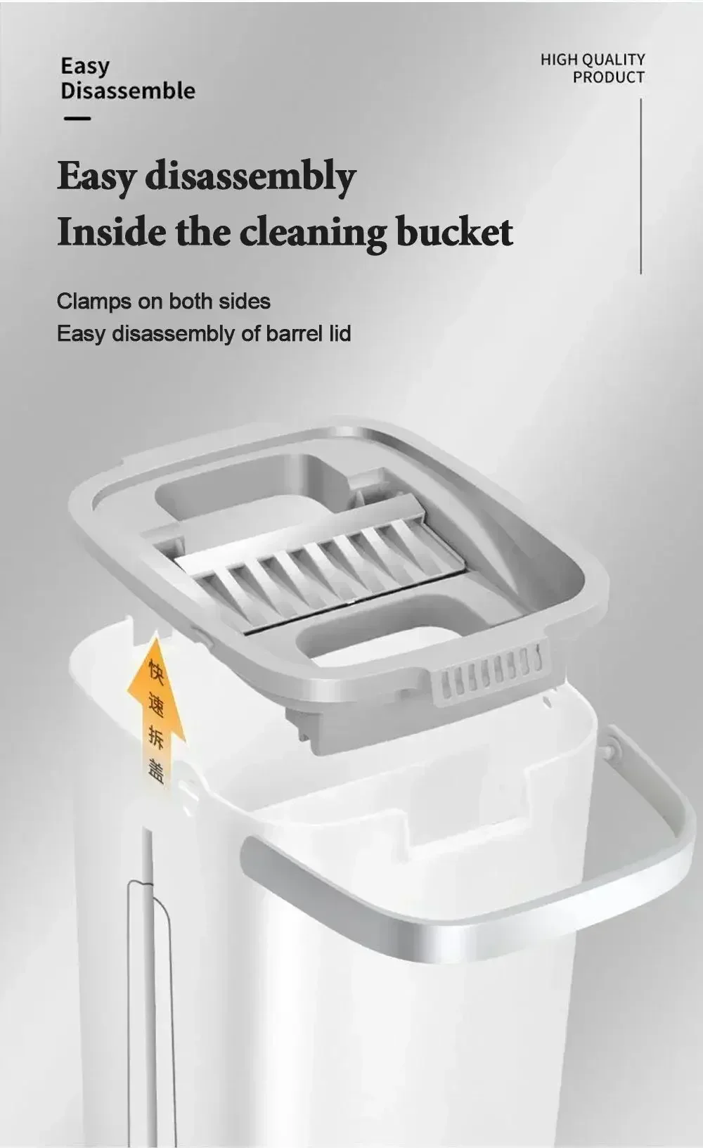 Description Picture 5 of itemFlat Squeeze Mop with Bucket Hand Free Wringing Floor Cleaning Mop Microfiber Mop Pads Wet or Dry Usage on Hardwood Laminate