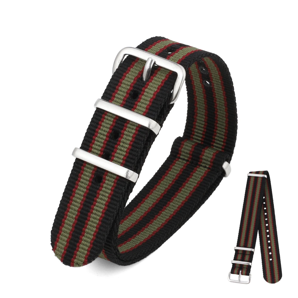 Nylon Woven Canvas Watchband with Steel Needle Buckle