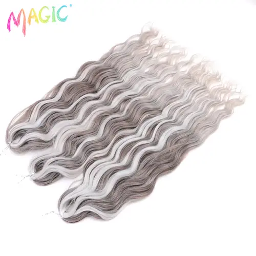 Anna Synthetic Hair 24 Inch Water Wave Braiding Hair Extensions Ombre Blonde Deep Wave Afro Curl Twist Crochet Hair for Women - Image 79
