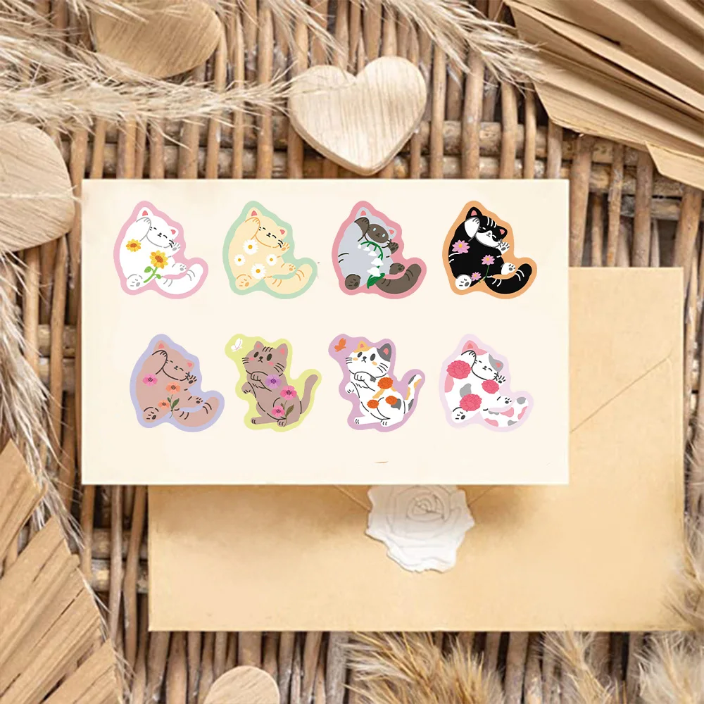 50PCS Flower and Cat Cute Graffiti Stickers DIY Luggage Notebook Speaker Water Cup Waterproof Stickers