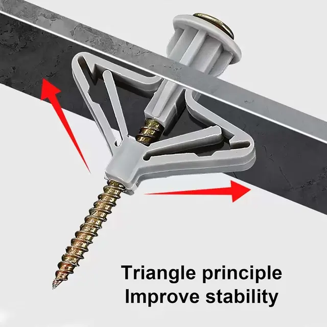 Plasterboard สกรูขยายหลอดพลาสติกสลับ Anchor Wall ปลั๊ก Hollow Drywall Anchor Bolt Fastener Kit ฮาร์ดแวร์ Fixing เครื่องมือ 3