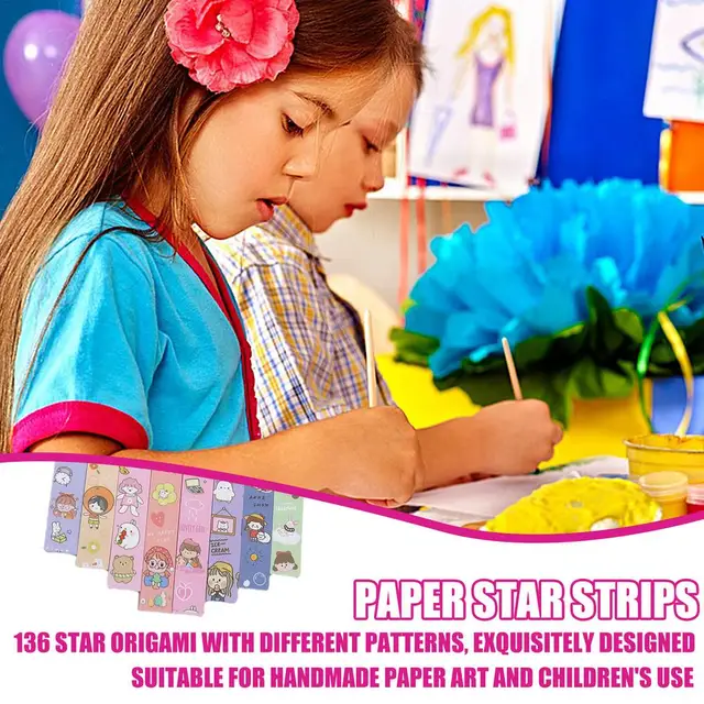 Paper Star Strips 136 Sheets Of Star Paper In 8 Assortment Color Decorative  DIY Hand Art Crafts Multifunctional Lucky Star