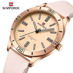 NAVIFORCE Luxury Quartz Watch for Ladies Fashion Women's Bracelet Watches Quartz Waterproof Leather Wristwatch Women Gift