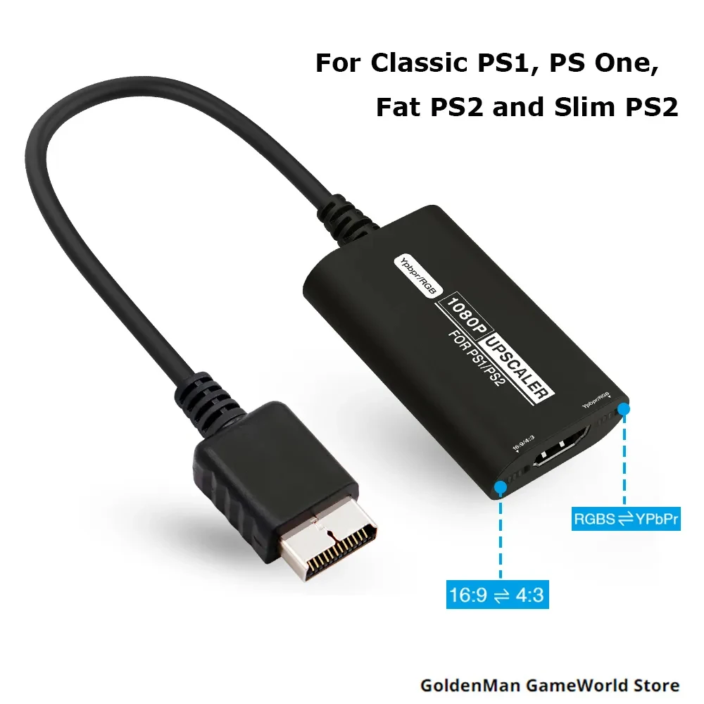 Bitfunx Rgbs Ypbpr Upscaler 1080P Adattatore Convertitore Hdmi Cavo Hdmi Per Classic Ps1 Ps One Fat Ps2 E Slim Ps2 Console Di Gioco