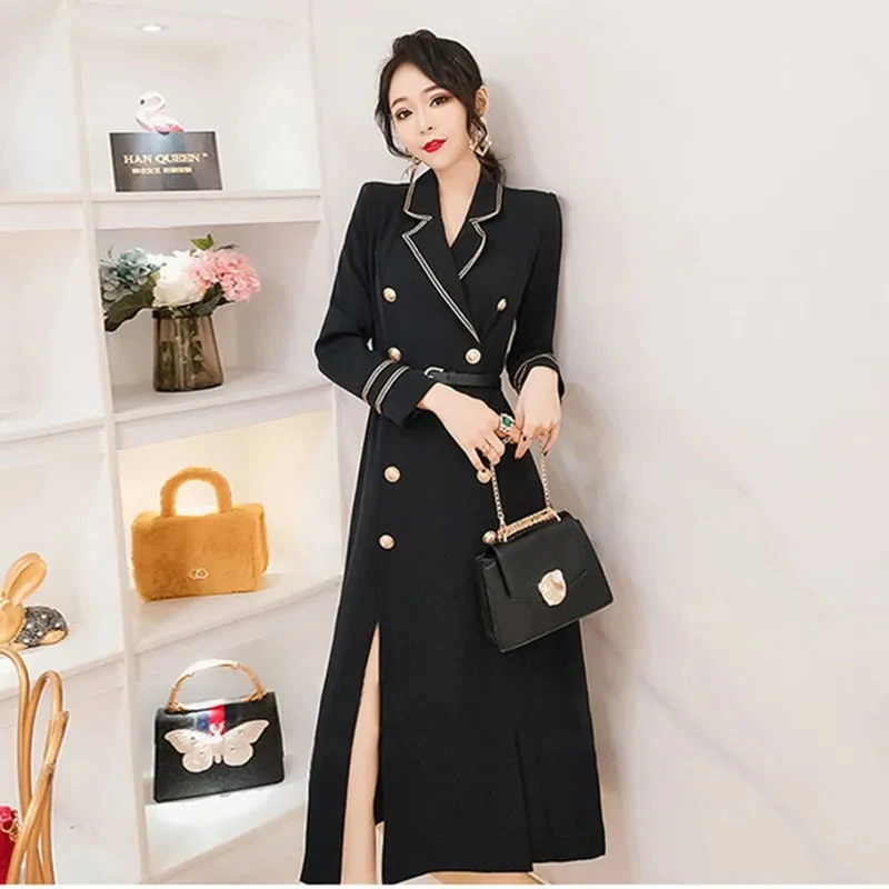 

Trench Coats Womens 2022 Spring New Fashion Overcoat Womens Long British Over-the-knee Double Breasted Suit Windbreaker Jackets