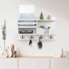 Wooden Key Holder Wall Mounted Wood Key Organizer Multifunctional Mail Rack for Home Entryway Decoration Key and Mail Holder 2