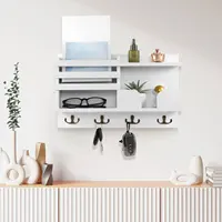Wooden Key Holder Wall Mounted Wood Key Organizer Multifunctional Mail Rack for Home Entryway Decoration Key and Mail Holder 2