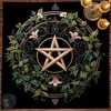 Pagan Altar Cloth with Star Pattern Vibrant Floral & Plants Vines Tarot Cloth For Divination Decor Witchcraft Oracle Cards Pads 5