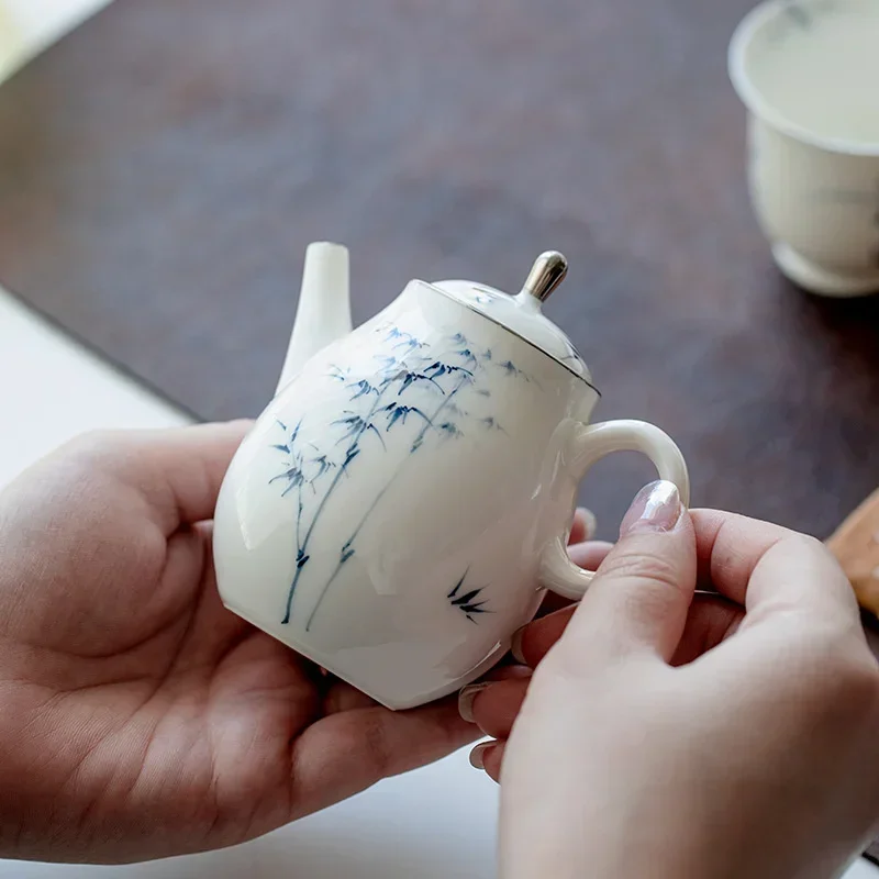 

150ml Pure Hand Drawn Platinum Ceramic Teapot Chinese Tea Maker Small Pot With Ball Filter Porcelain Kettle Kung Fu Tea Set Gift