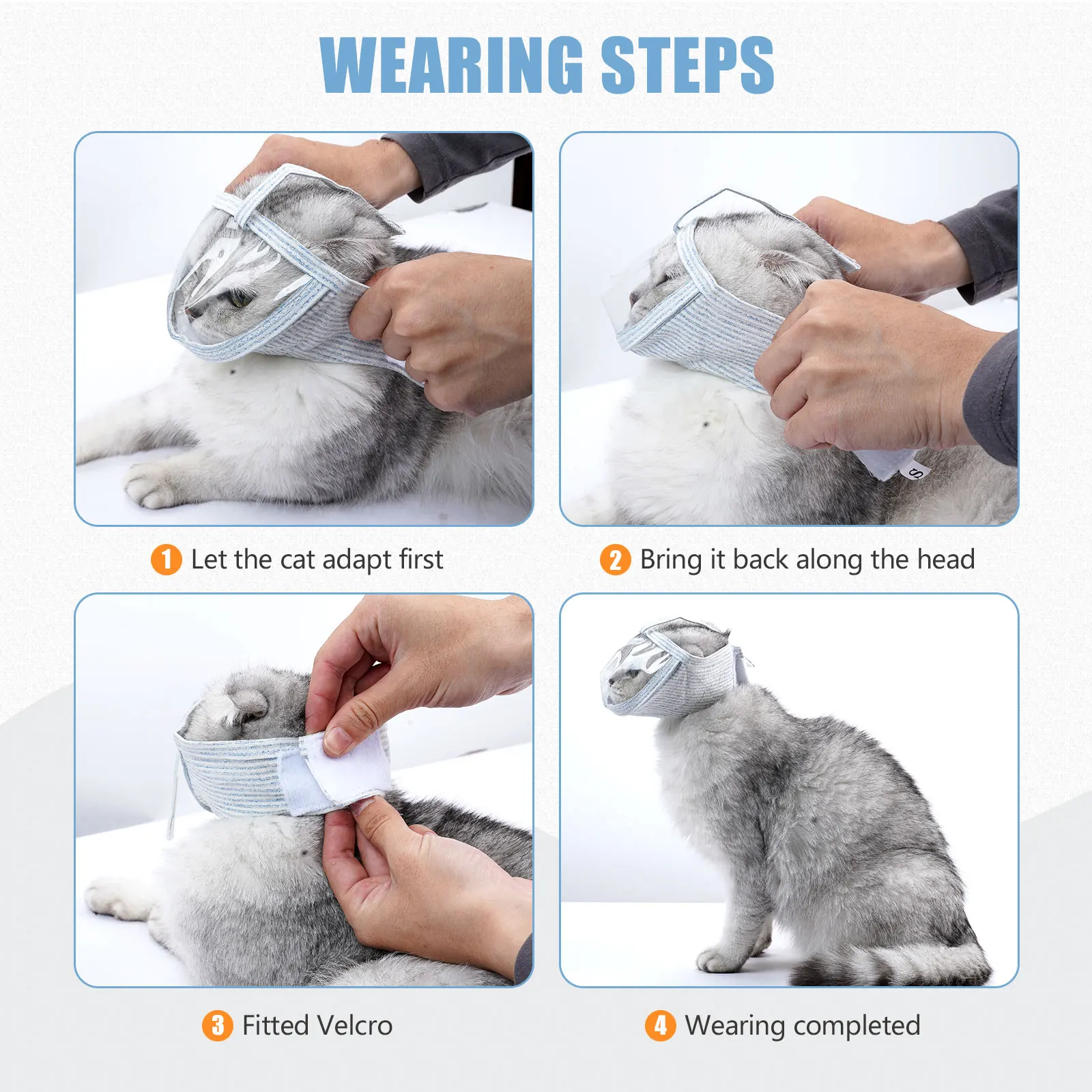 Cat Anti-Bite Breathable Protective Mask Anti-Licking Cat Muzzle Grooming Mask Cats Bath Nail Clipping Grooming Pet Supplies