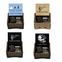 Black Wooden Music Box Desk Ornament Piano Piece Canon In D Major Melody Holiday Birthday Gifts for Friends 1